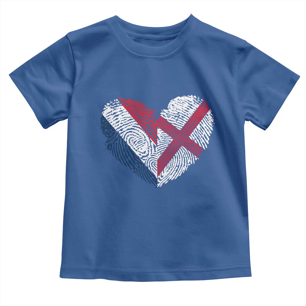 France England Flag Fingerprint Heart DNA Graphic Toddler T Shirt Proud Anglo English French Ancestry Love Identity