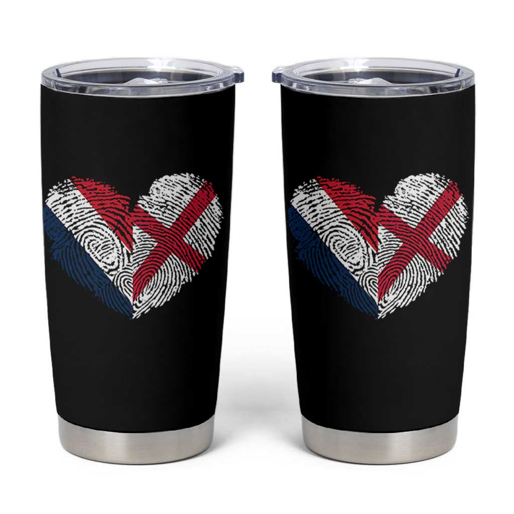 France England Flag Fingerprint Heart DNA Graphic Tumbler Cup Proud Anglo English French Ancestry Love Identity