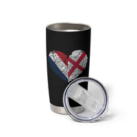 France England Flag Fingerprint Heart DNA Graphic Tumbler Cup Proud Anglo English French Ancestry Love Identity