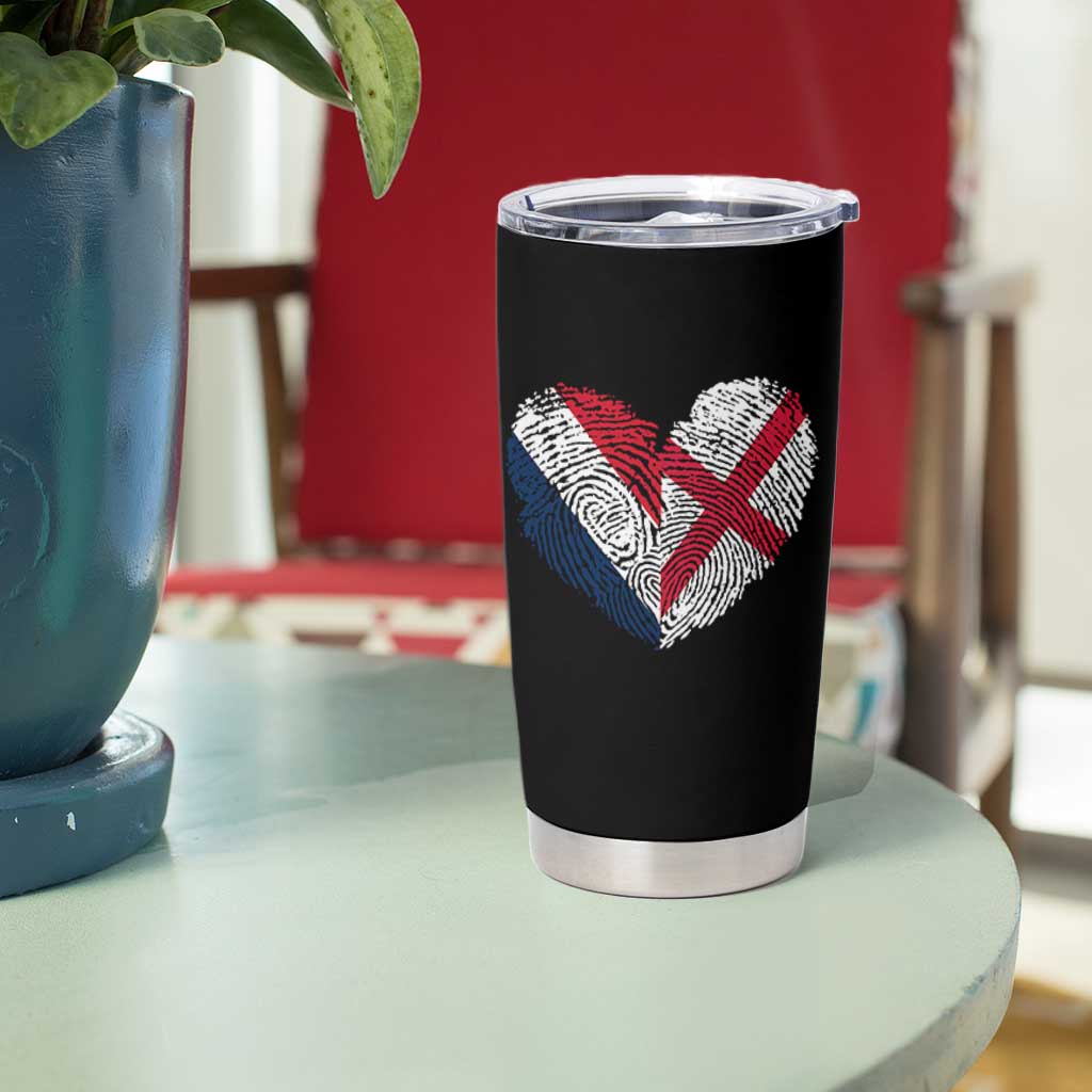 France England Flag Fingerprint Heart DNA Graphic Tumbler Cup Proud Anglo English French Ancestry Love Identity