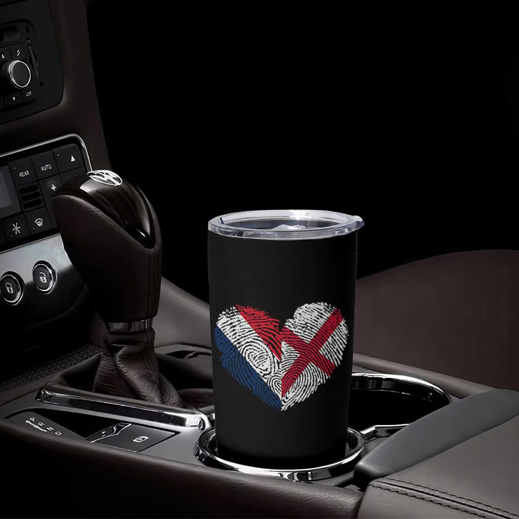 France England Flag Fingerprint Heart DNA Graphic Tumbler Cup Proud Anglo English French Ancestry Love Identity