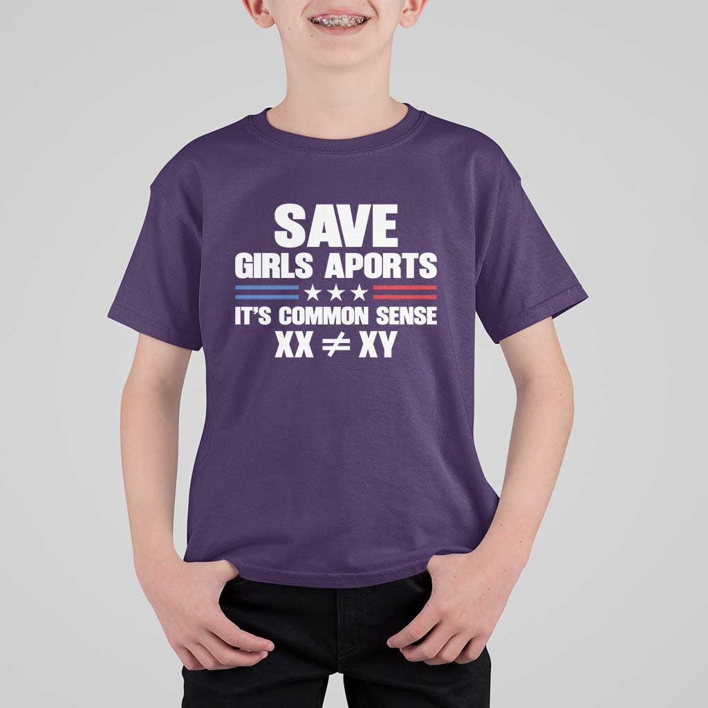 Save Girls Sports Its Common Sense XX Not Equal XY T Shirt For Kid Biological Science Varsity Athletic Graphic