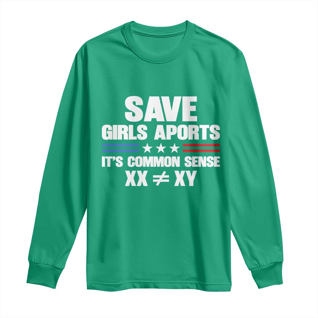 Save Girls Sports Its Common Sense XX Not Equal XY Long Sleeve Shirt Biological Science Varsity Athletic Graphic