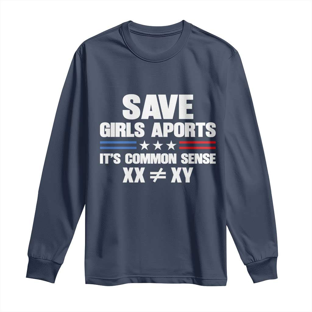 Save Girls Sports Its Common Sense XX Not Equal XY Long Sleeve Shirt Biological Science Varsity Athletic Graphic