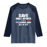 Save Girls Sports Its Common Sense XX Not Equal XY Raglan Shirt Biological Science Varsity Athletic Graphic