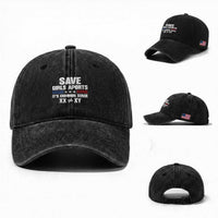 Save Girls Sports Its Common Sense XX Not Equal XY Washed Cotton Baseball Cap Biological Science Varsity Athletic Graphic