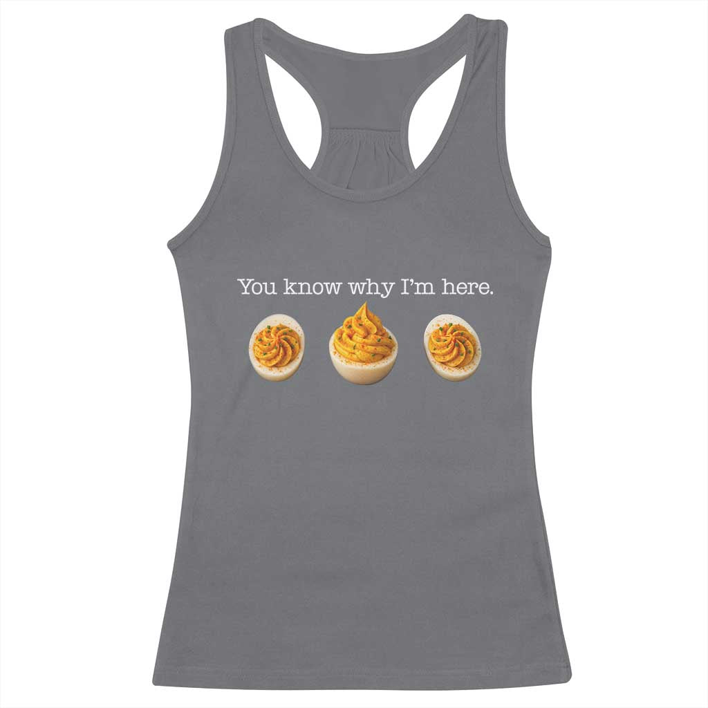You Know Why I'm Here Deviled Eggs Racerback Tank Top Funny Thanksgiving Potluck - Wonder Print Shop