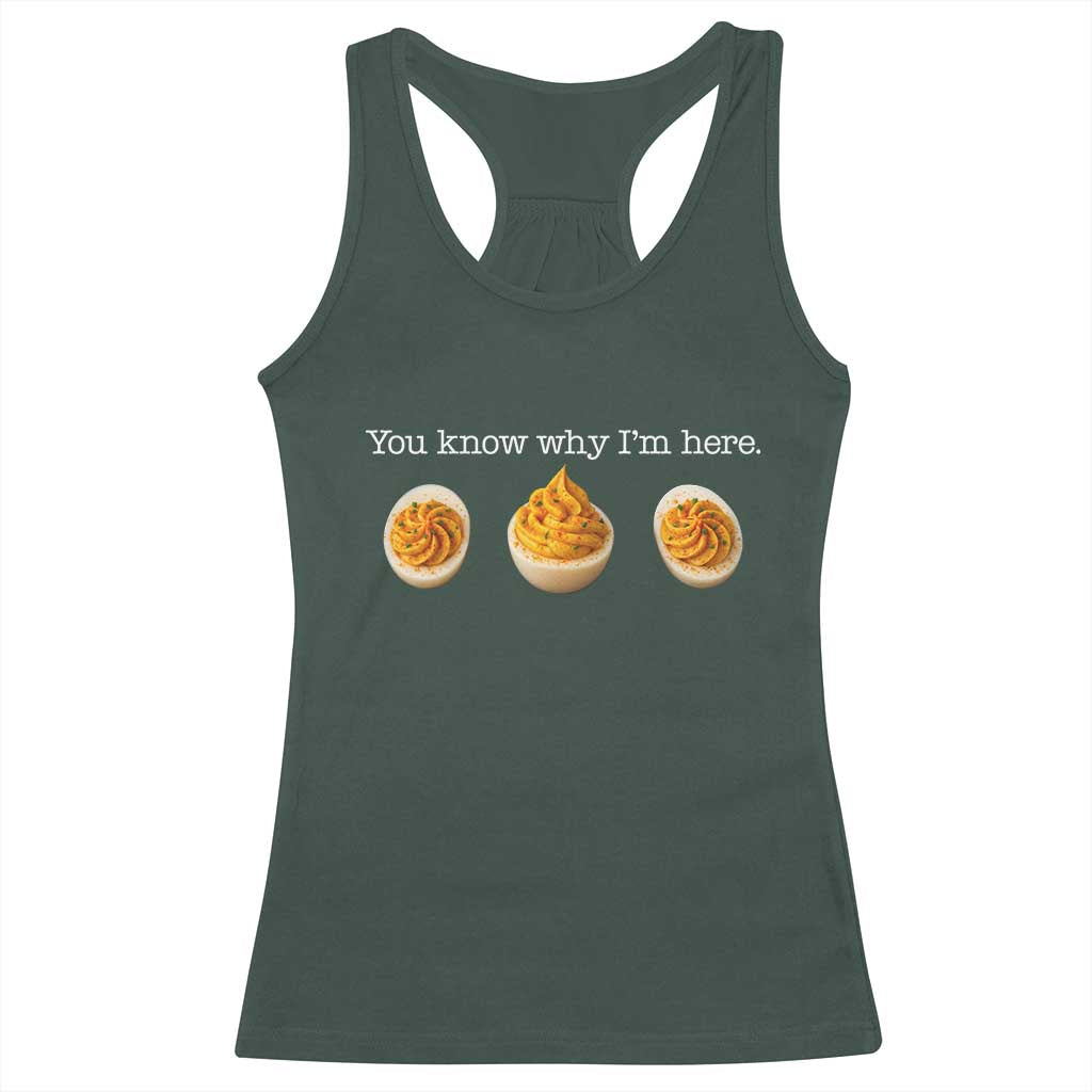 You Know Why I'm Here Deviled Eggs Racerback Tank Top Funny Thanksgiving Potluck - Wonder Print Shop