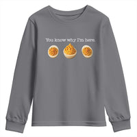 You Know Why I'm Here Deviled Eggs Youth Sweatshirt Funny Thanksgiving Potluck - Wonder Print Shop