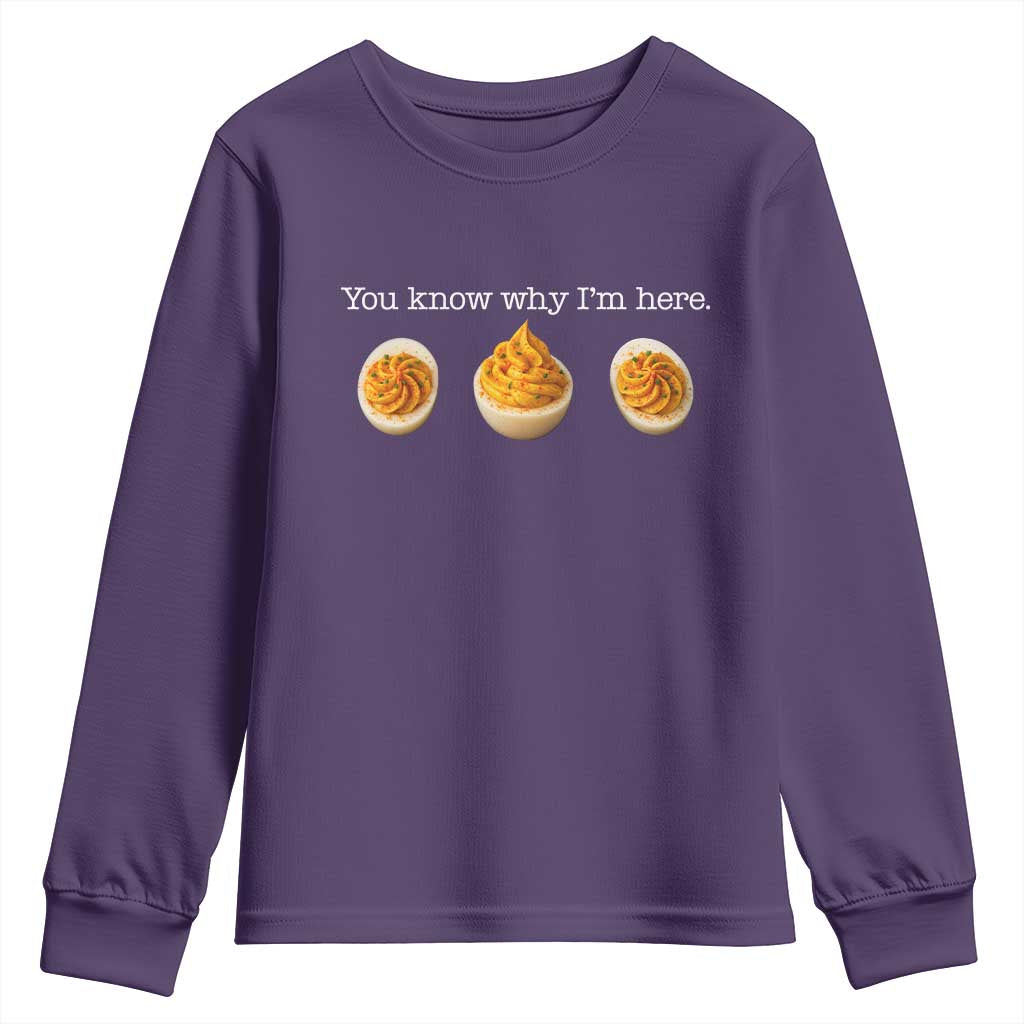 You Know Why I'm Here Deviled Eggs Youth Sweatshirt Funny Thanksgiving Potluck - Wonder Print Shop