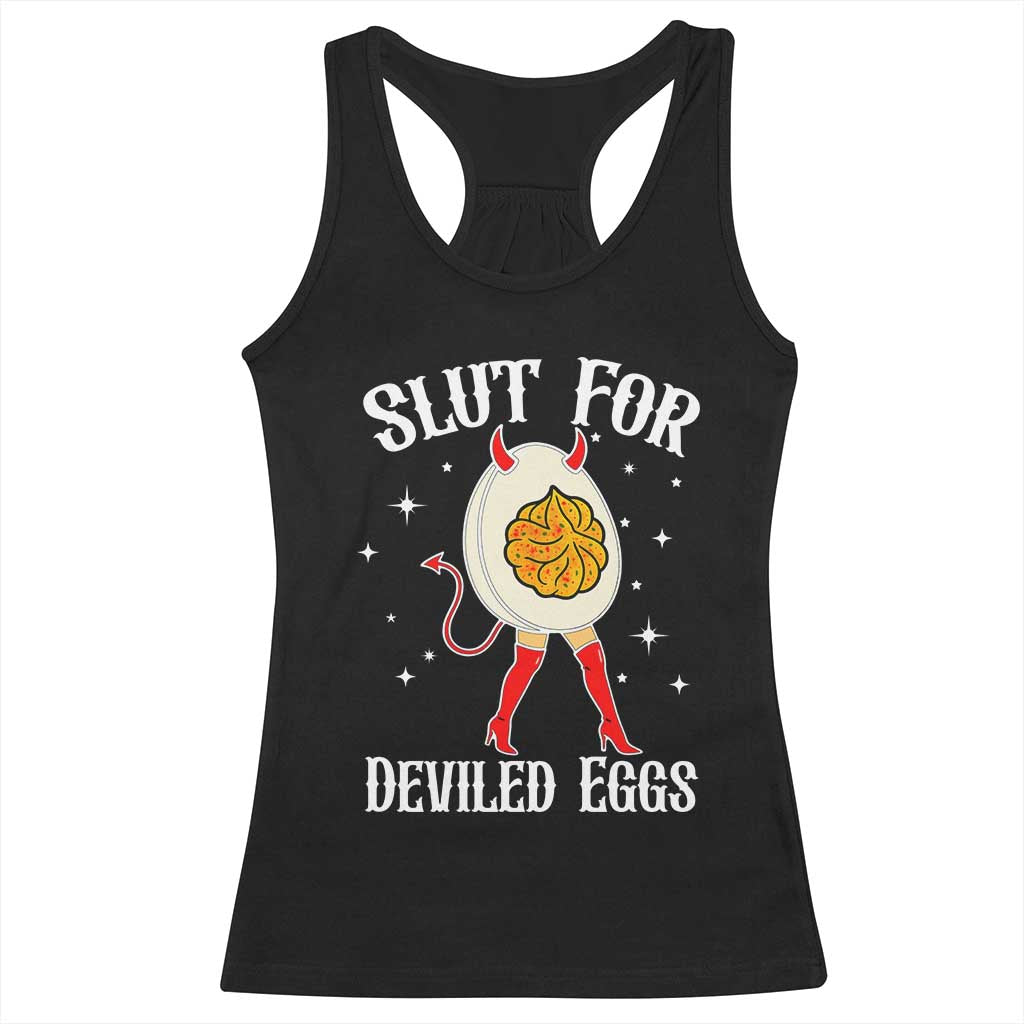 Funny Slut for Deviled Eggs Racerback Tank Top Funny Naughty Thanksgiving Potluck - Wonder Print Shop