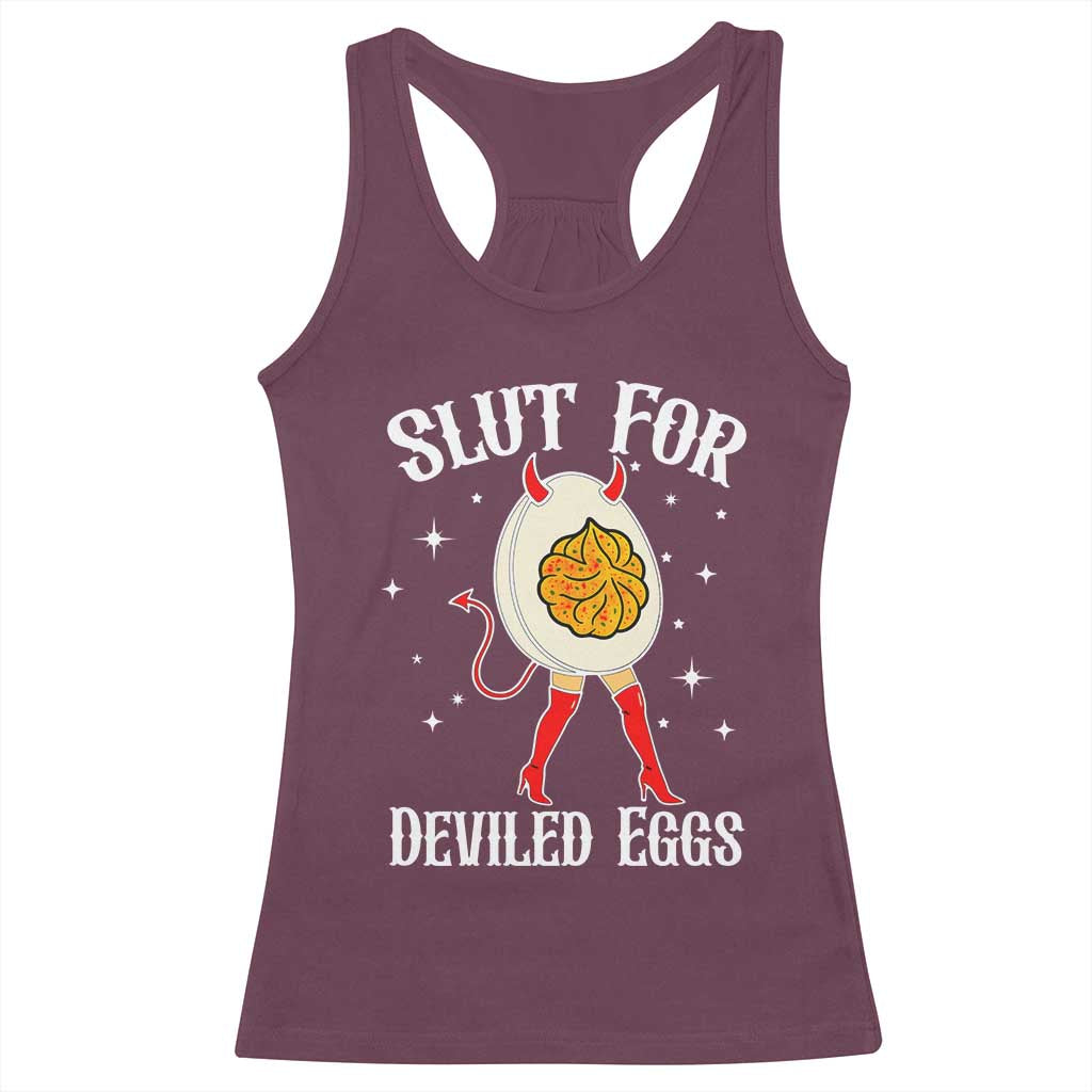 Funny Slut for Deviled Eggs Racerback Tank Top Funny Naughty Thanksgiving Potluck - Wonder Print Shop