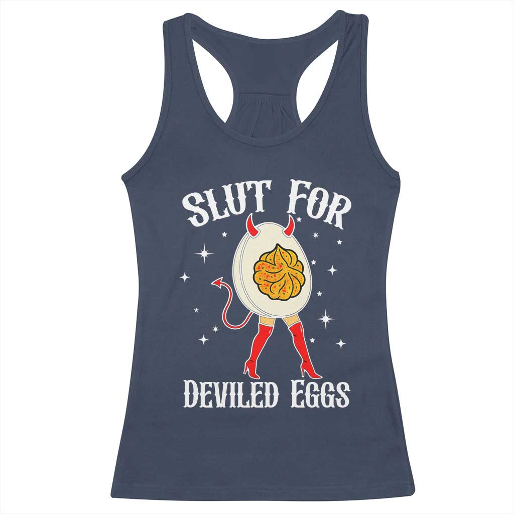 Funny Slut for Deviled Eggs Racerback Tank Top Funny Naughty Thanksgiving Potluck - Wonder Print Shop