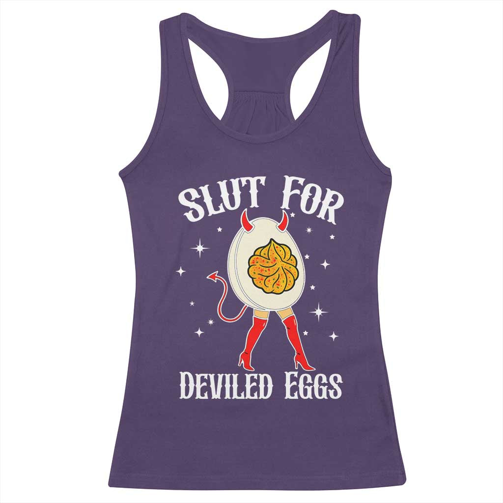 Funny Slut for Deviled Eggs Racerback Tank Top Funny Naughty Thanksgiving Potluck - Wonder Print Shop