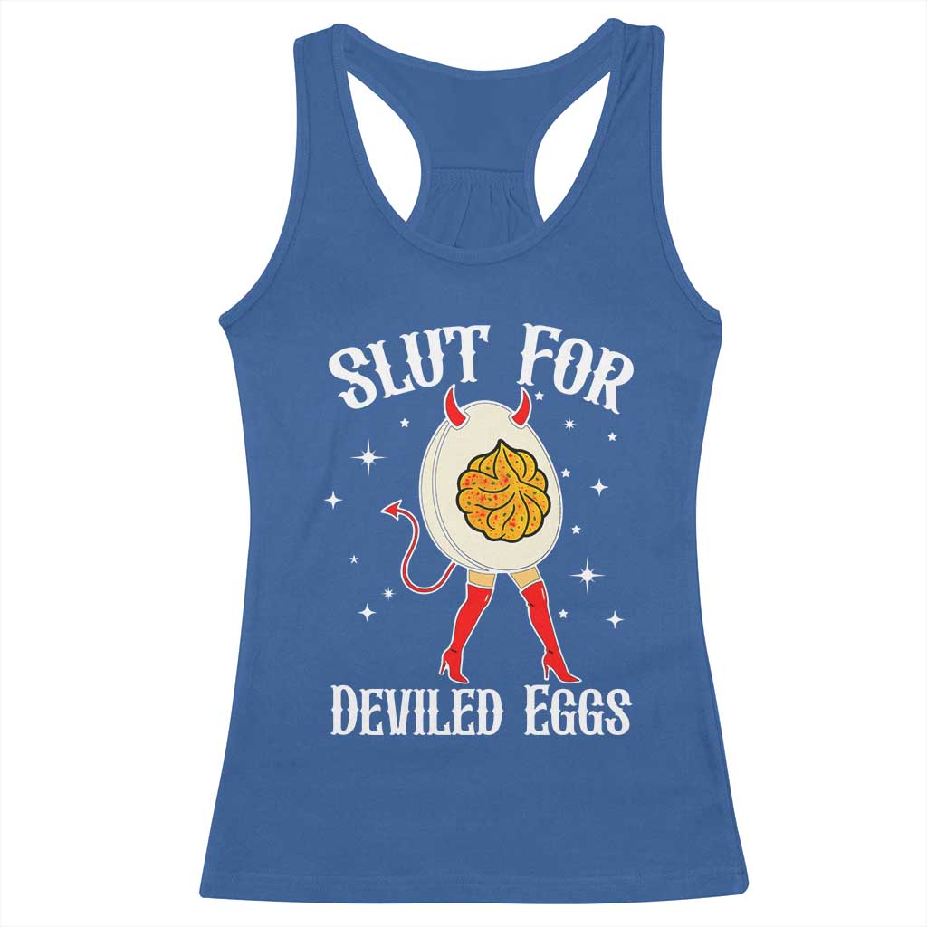 Funny Slut for Deviled Eggs Racerback Tank Top Funny Naughty Thanksgiving Potluck - Wonder Print Shop