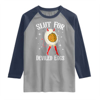 Funny Slut for Deviled Eggs Raglan Shirt Funny Naughty Thanksgiving Potluck - Wonder Print Shop