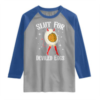 Funny Slut for Deviled Eggs Raglan Shirt Funny Naughty Thanksgiving Potluck - Wonder Print Shop