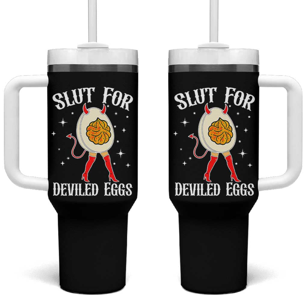 Funny Slut for Deviled Eggs Tumbler With Handle Funny Naughty Thanksgiving Potluck - Wonder Print Shop