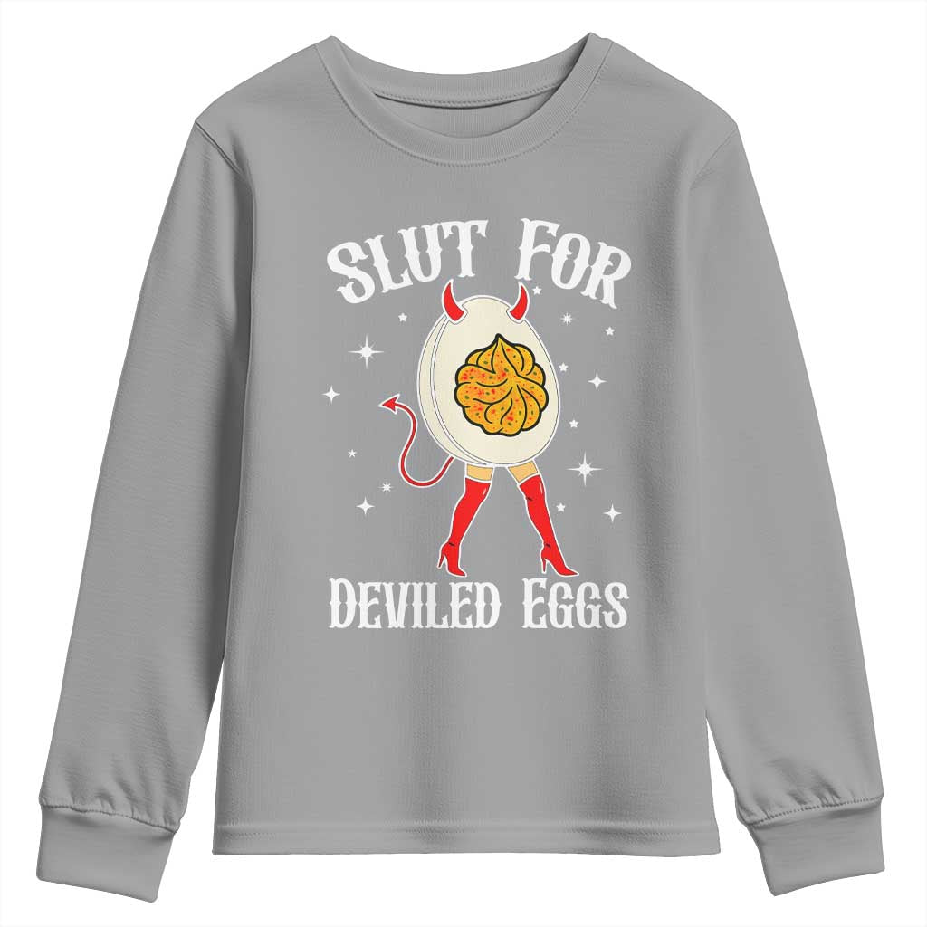Funny Slut for Deviled Eggs Youth Sweatshirt Funny Naughty Thanksgiving Potluck - Wonder Print Shop