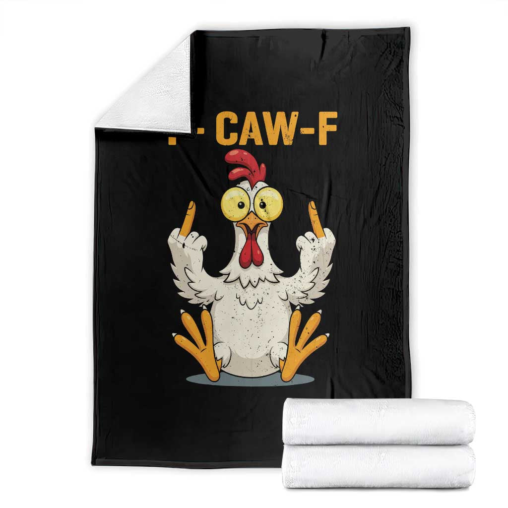 Funny F Caw F Sarcastic Chicken Meme Throw Blanket Middle Finger Offensive Humor - Wonder Print Shop