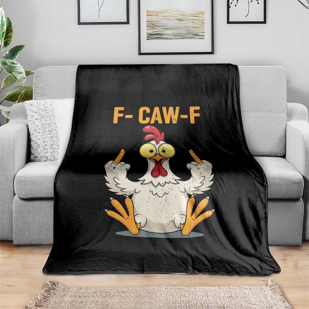 Funny F Caw F Sarcastic Chicken Meme Throw Blanket Middle Finger Offensive Humor - Wonder Print Shop