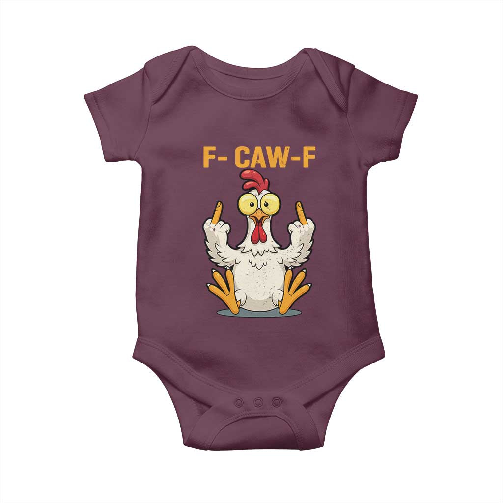Funny F Caw F Sarcastic Chicken Meme Baby Onesie Middle Finger Offensive Humor - Wonder Print Shop