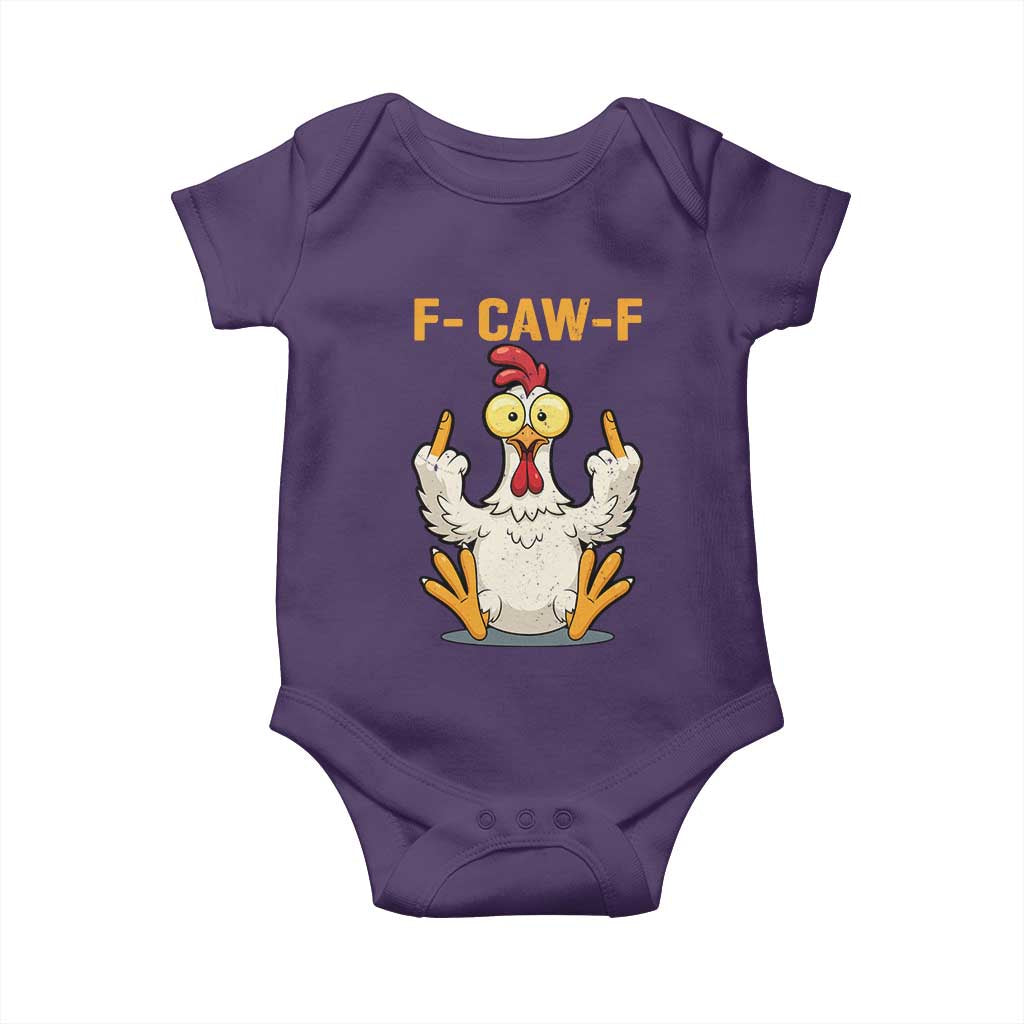 Funny F Caw F Sarcastic Chicken Meme Baby Onesie Middle Finger Offensive Humor - Wonder Print Shop
