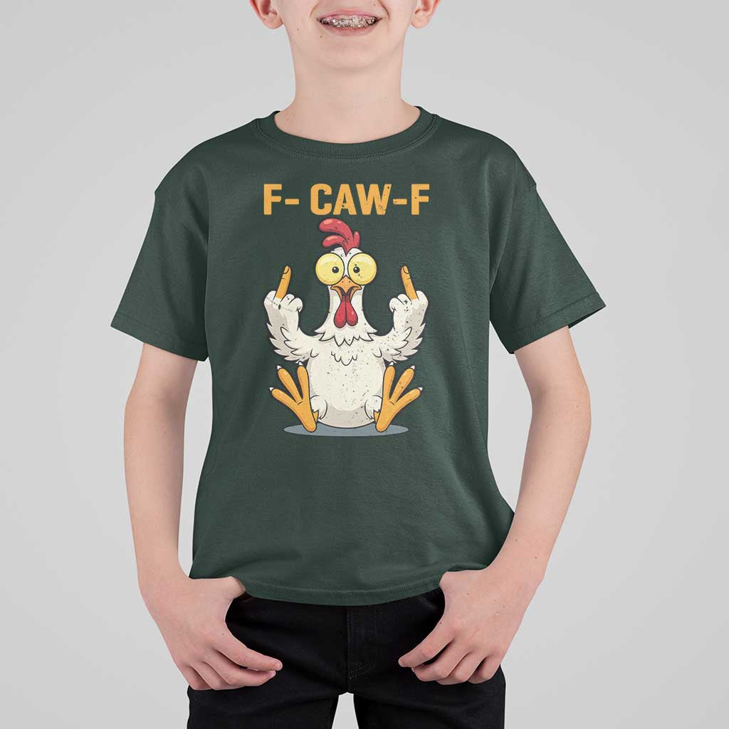 Funny F Caw F Sarcastic Chicken Meme T Shirt For Kid Middle Finger Offensive Humor - Wonder Print Shop