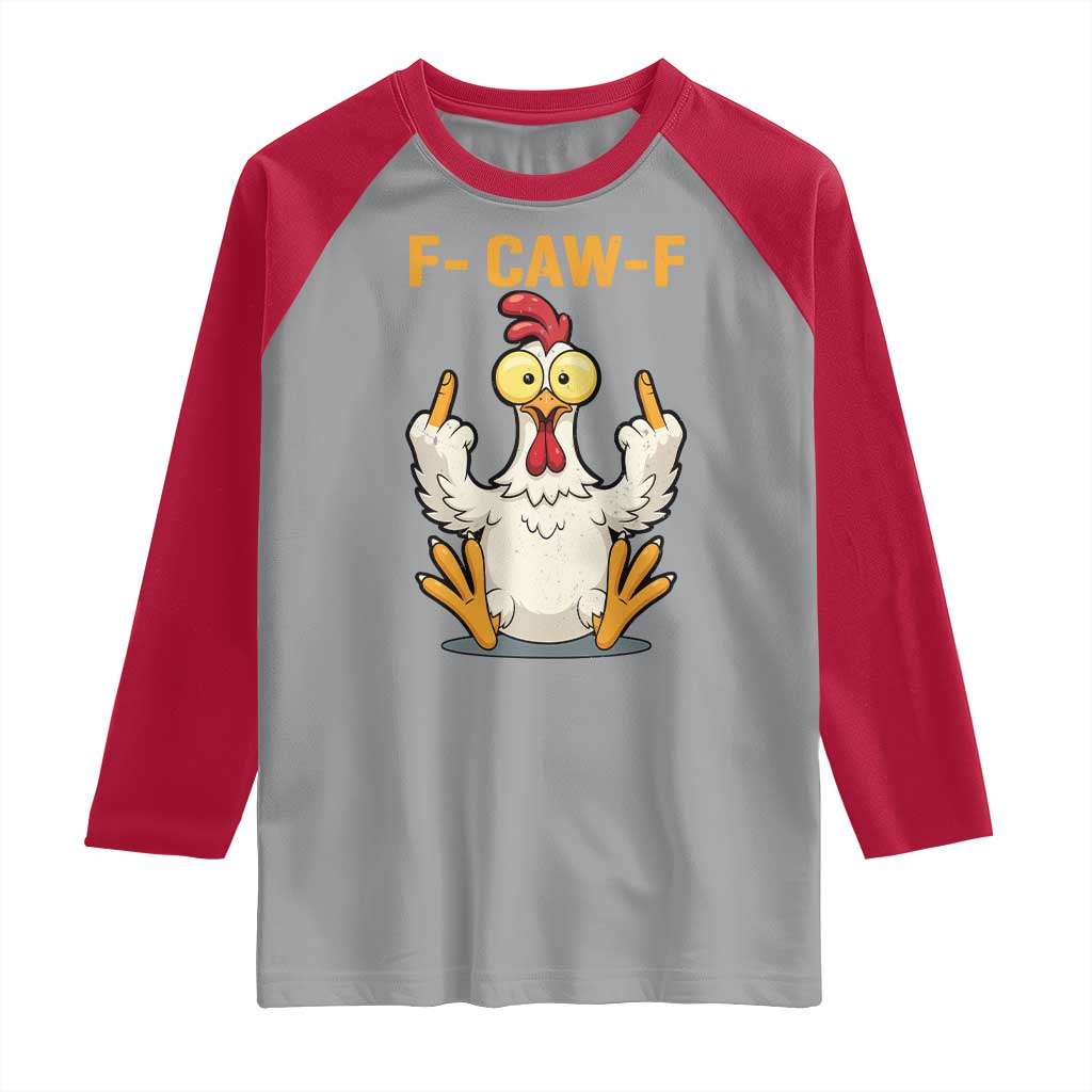 Funny F Caw F Sarcastic Chicken Meme Raglan Shirt Middle Finger Offensive Humor - Wonder Print Shop
