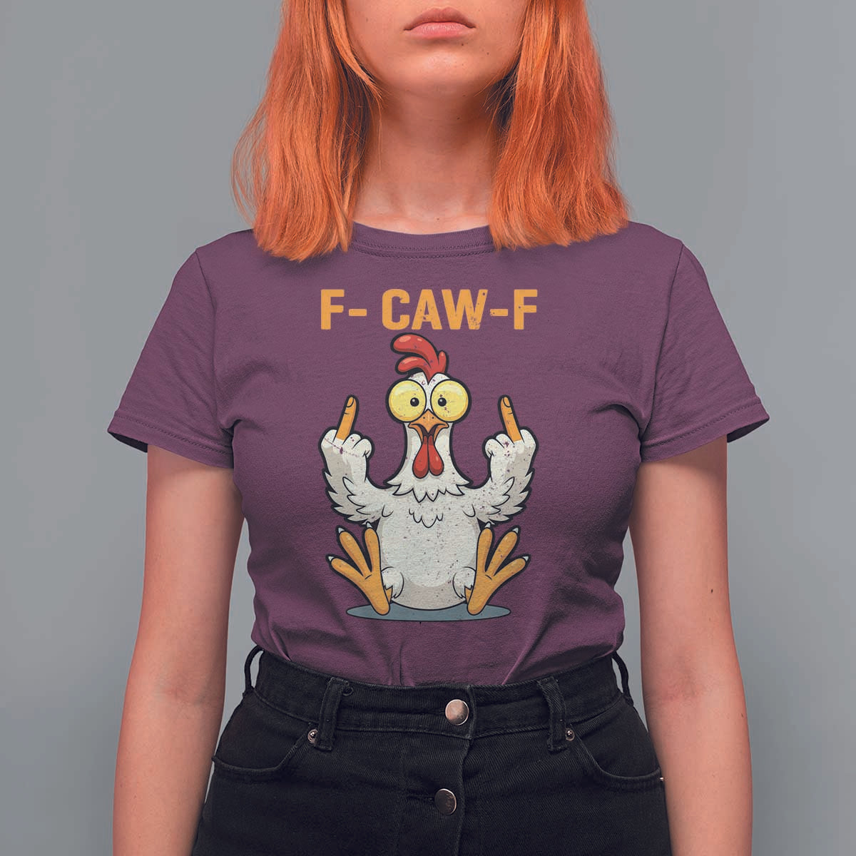 Funny F Caw F Sarcastic Chicken Meme T Shirt For Women Middle Finger Offensive Humor - Wonder Print Shop
