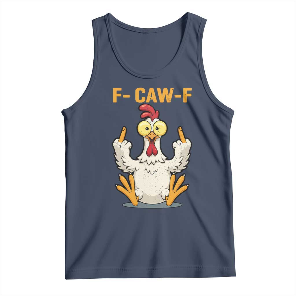 Funny F Caw F Sarcastic Chicken Meme Tank Top Middle Finger Offensive Humor - Wonder Print Shop