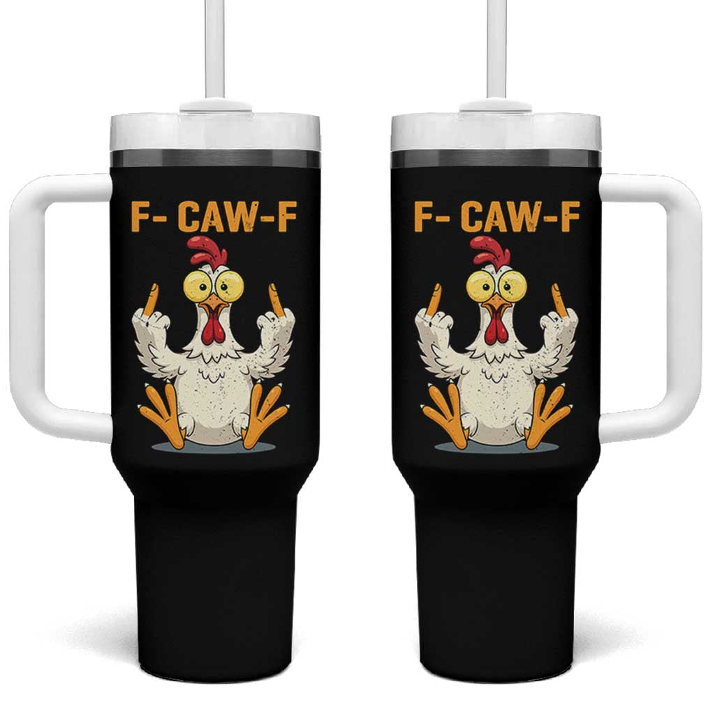 Funny F Caw F Sarcastic Chicken Meme Tumbler With Handle Middle Finger Offensive Humor - Wonder Print Shop