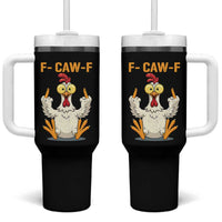 Funny F Caw F Sarcastic Chicken Meme Tumbler With Handle Middle Finger Offensive Humor - Wonder Print Shop