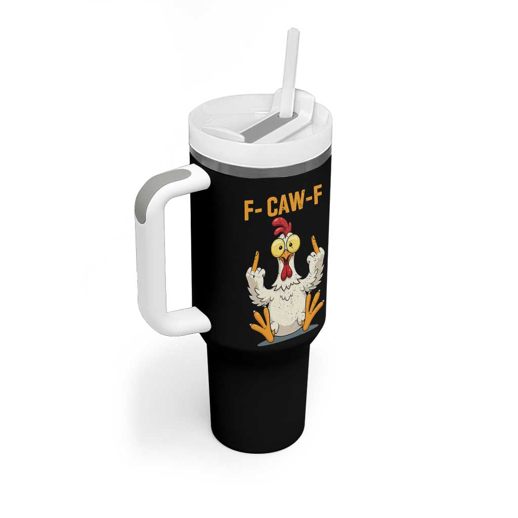 Funny F Caw F Sarcastic Chicken Meme Tumbler With Handle Middle Finger Offensive Humor - Wonder Print Shop