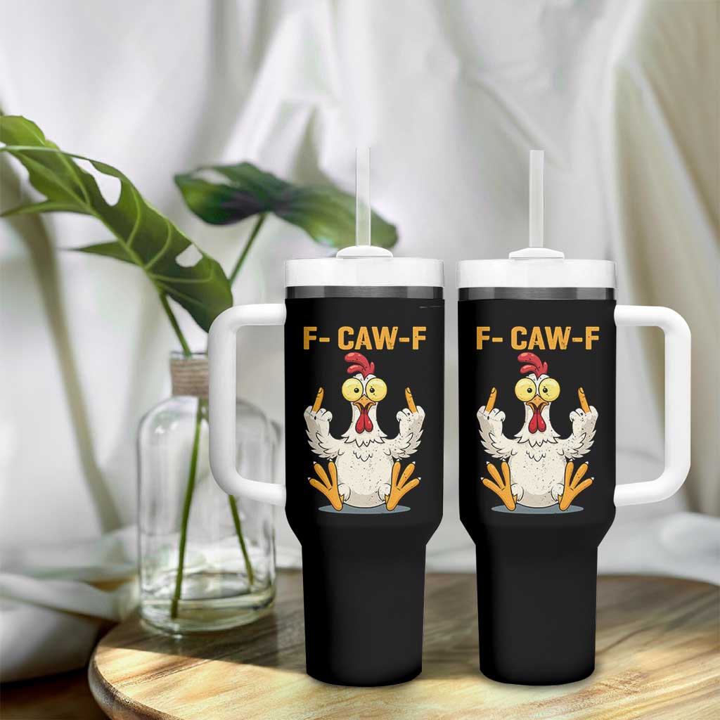 Funny F Caw F Sarcastic Chicken Meme Tumbler With Handle Middle Finger Offensive Humor - Wonder Print Shop