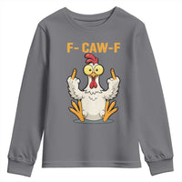 Funny F Caw F Sarcastic Chicken Meme Youth Sweatshirt Middle Finger Offensive Humor - Wonder Print Shop