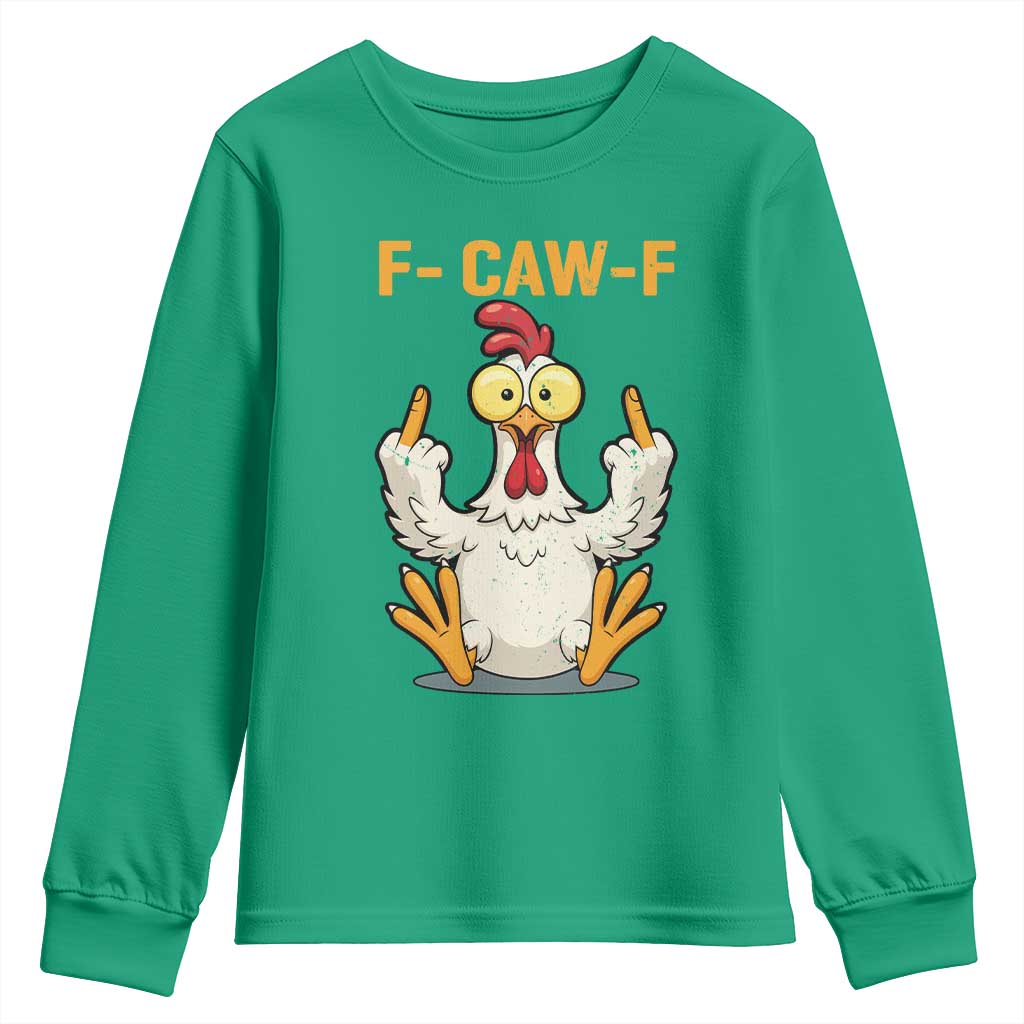 Funny F Caw F Sarcastic Chicken Meme Youth Sweatshirt Middle Finger Offensive Humor - Wonder Print Shop