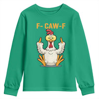 Funny F Caw F Sarcastic Chicken Meme Youth Sweatshirt Middle Finger Offensive Humor - Wonder Print Shop