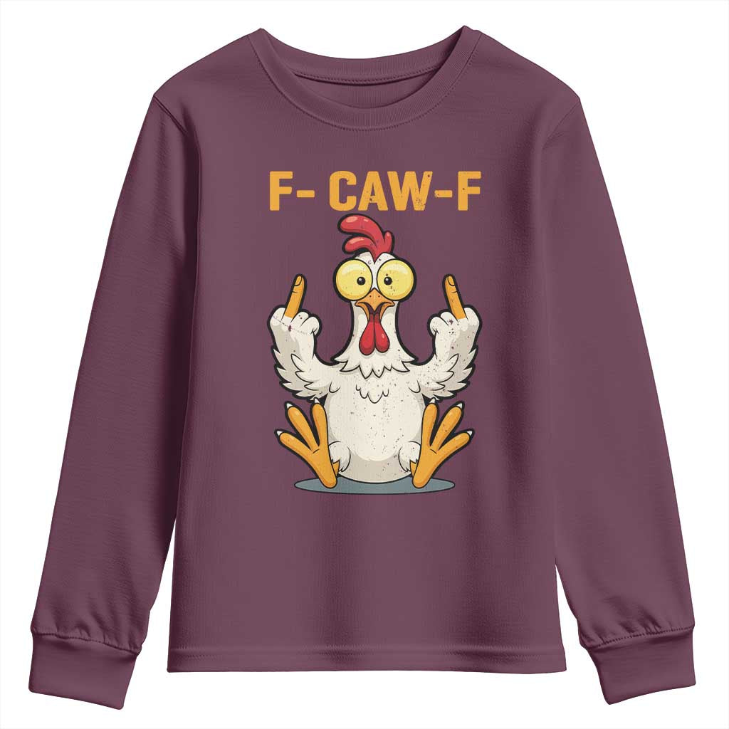 Funny F Caw F Sarcastic Chicken Meme Youth Sweatshirt Middle Finger Offensive Humor - Wonder Print Shop