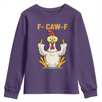 Funny F Caw F Sarcastic Chicken Meme Youth Sweatshirt Middle Finger Offensive Humor - Wonder Print Shop