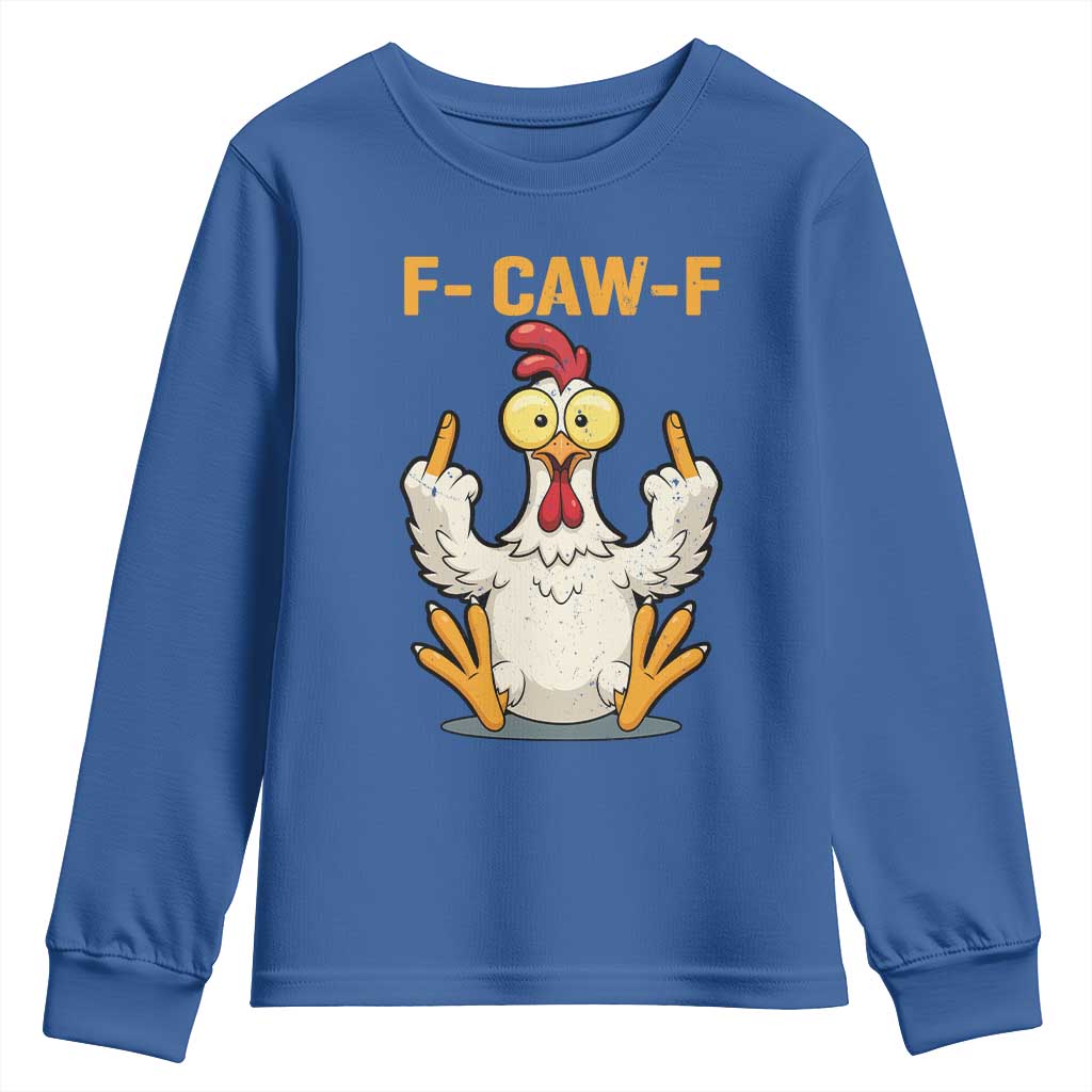 Funny F Caw F Sarcastic Chicken Meme Youth Sweatshirt Middle Finger Offensive Humor - Wonder Print Shop