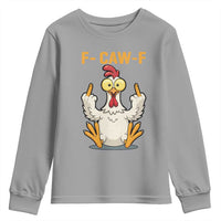Funny F Caw F Sarcastic Chicken Meme Youth Sweatshirt Middle Finger Offensive Humor - Wonder Print Shop