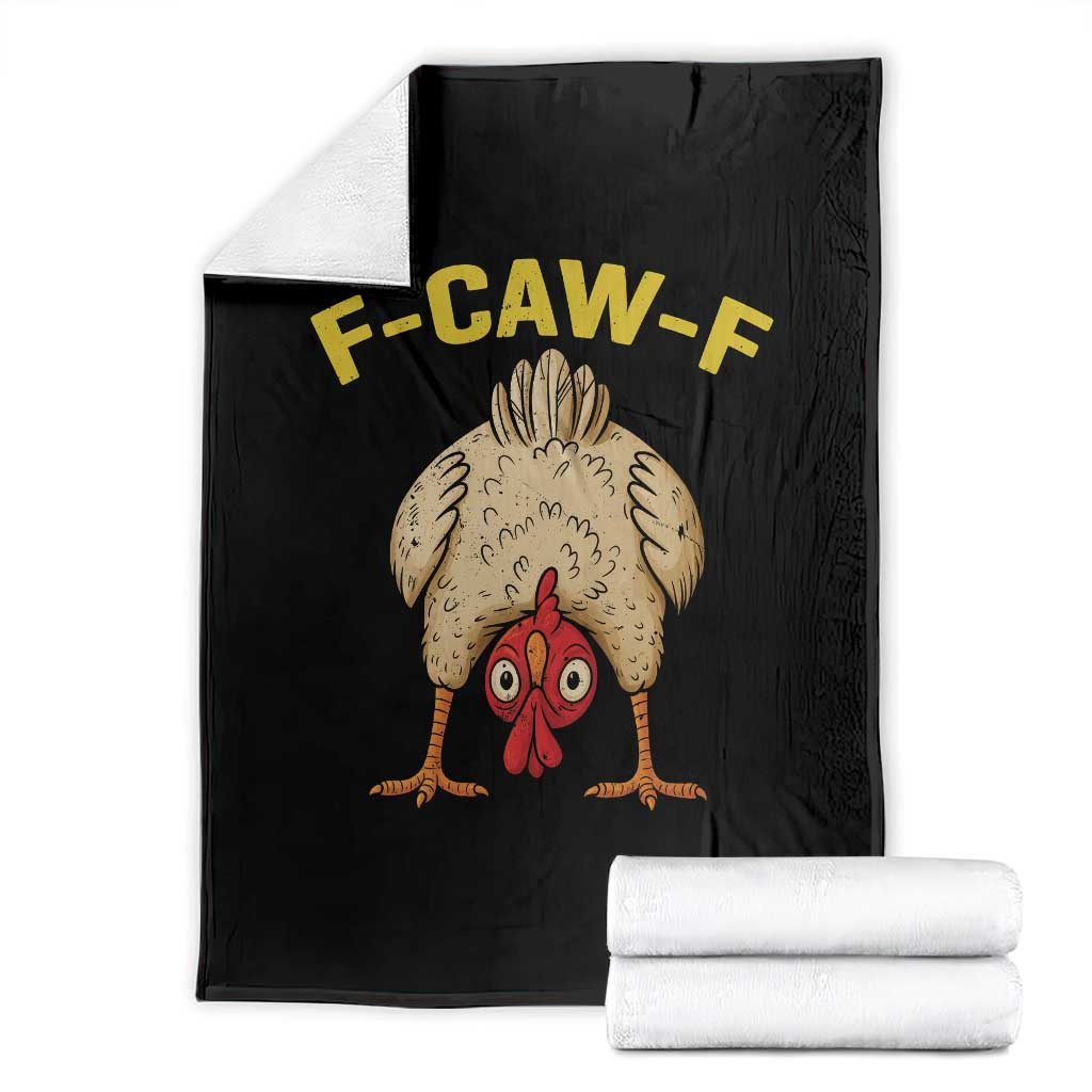 Funny F Caw F Bending Over Chicken Meme Throw Blanket Upside Down Head Poultry Humor - Wonder Print Shop