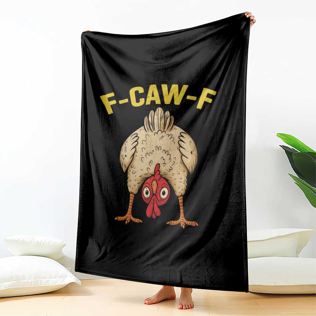 Funny F Caw F Bending Over Chicken Meme Throw Blanket Upside Down Head Poultry Humor - Wonder Print Shop