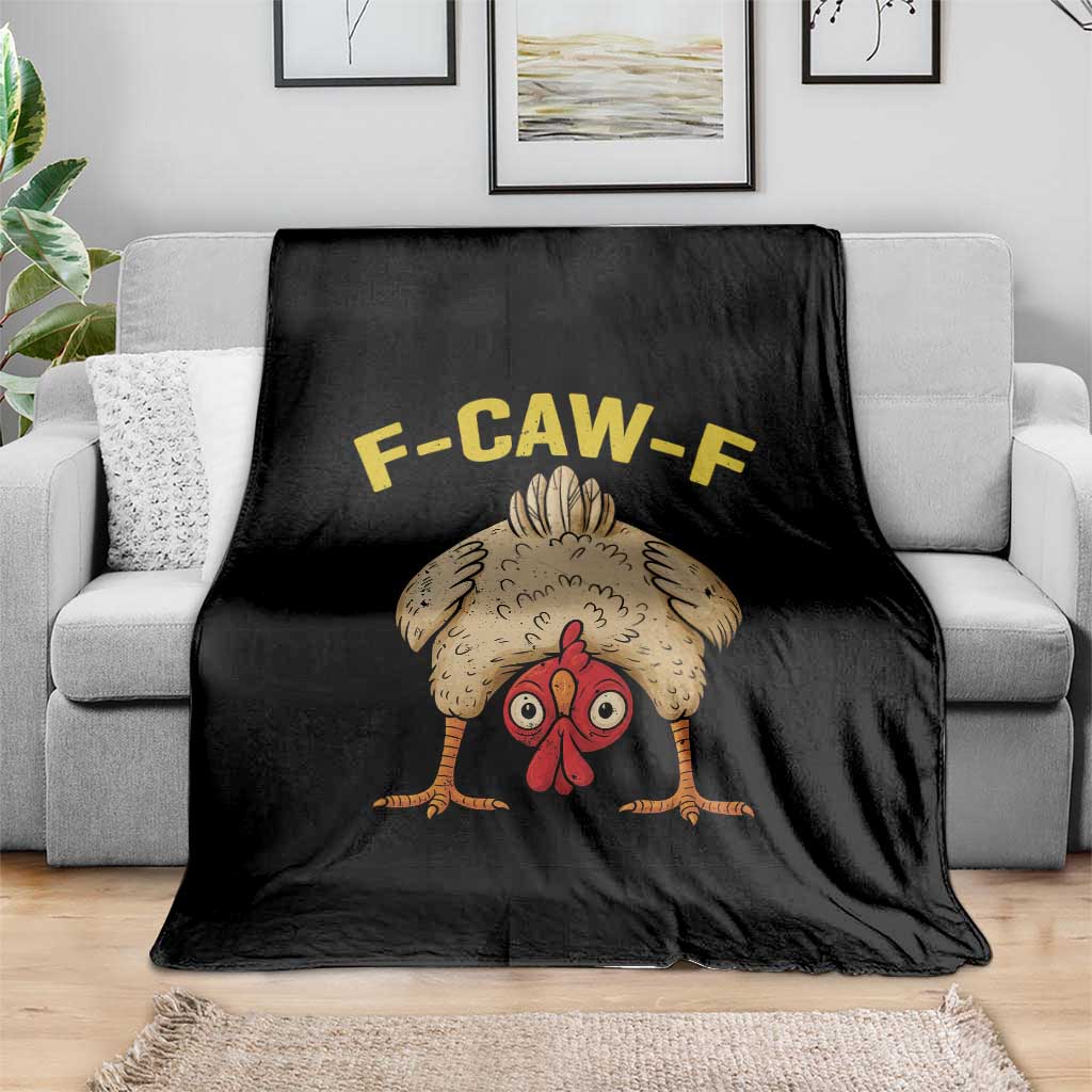 Funny F Caw F Bending Over Chicken Meme Throw Blanket Upside Down Head Poultry Humor - Wonder Print Shop