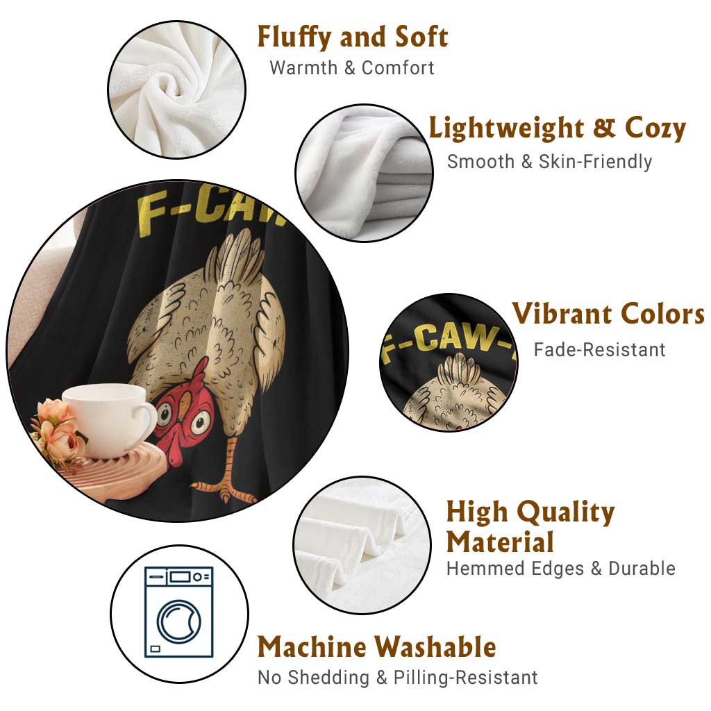 Funny F Caw F Bending Over Chicken Meme Throw Blanket Upside Down Head Poultry Humor - Wonder Print Shop