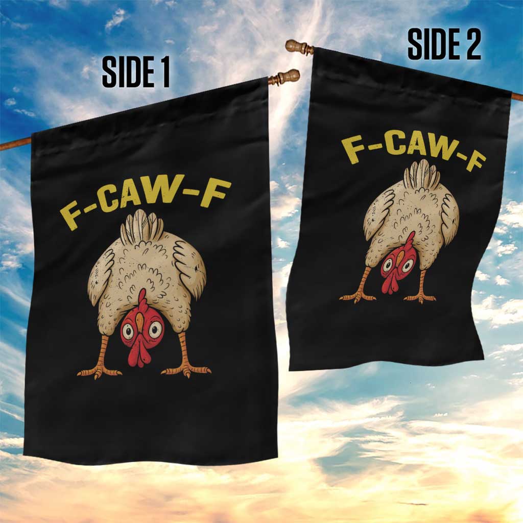 Funny F Caw F Bending Over Chicken Meme Garden Flag Upside Down Head Poultry Humor - Wonder Print Shop