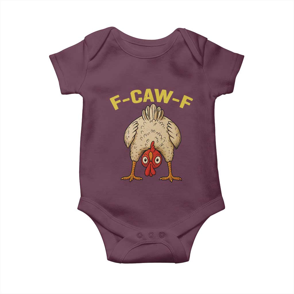 Funny F Caw F Bending Over Chicken Meme Baby Onesie Upside Down Head Poultry Humor - Wonder Print Shop