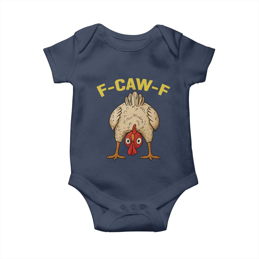 Funny F Caw F Bending Over Chicken Meme Baby Onesie Upside Down Head Poultry Humor - Wonder Print Shop