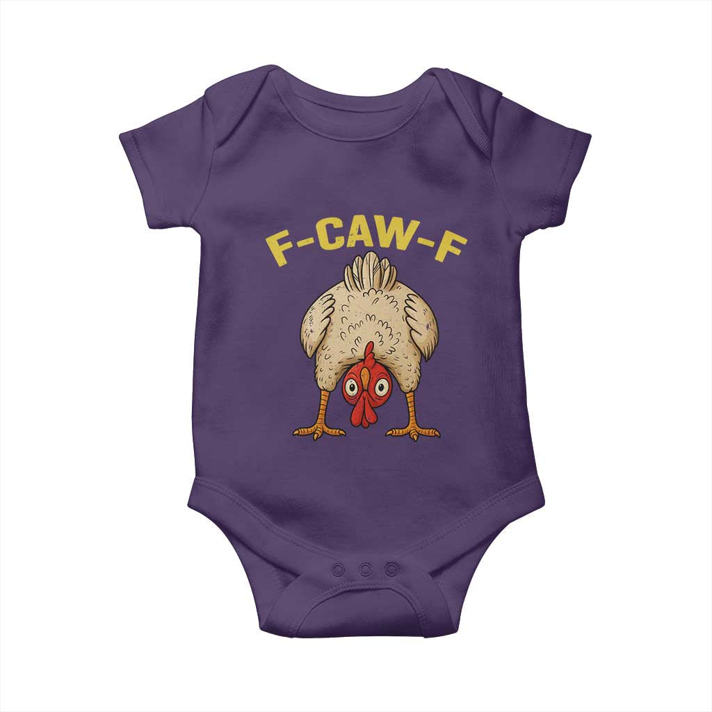 Funny F Caw F Bending Over Chicken Meme Baby Onesie Upside Down Head Poultry Humor - Wonder Print Shop